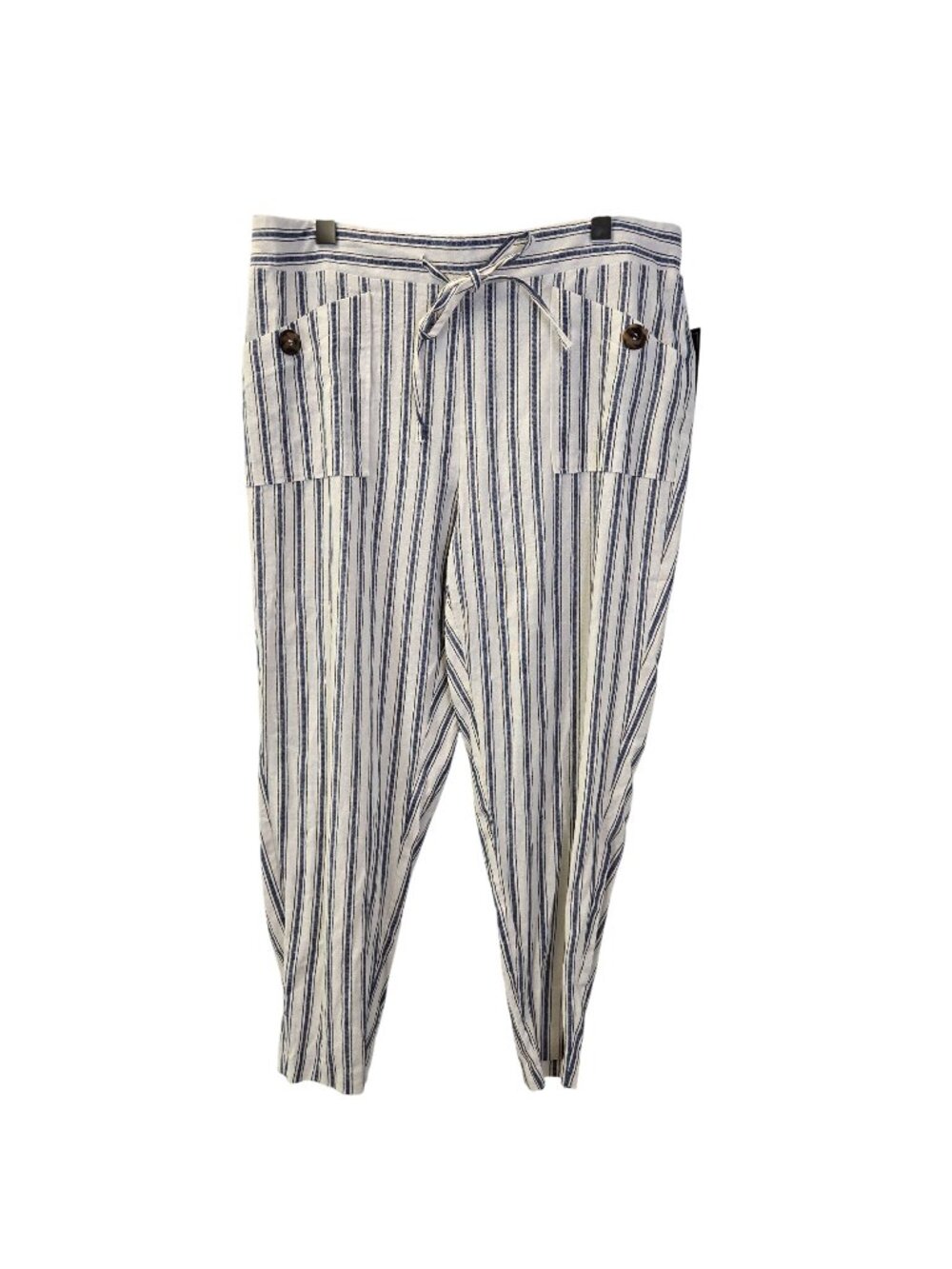 NWT New York Clothing Co. Linen Blend Striped Crop Pants Size 14